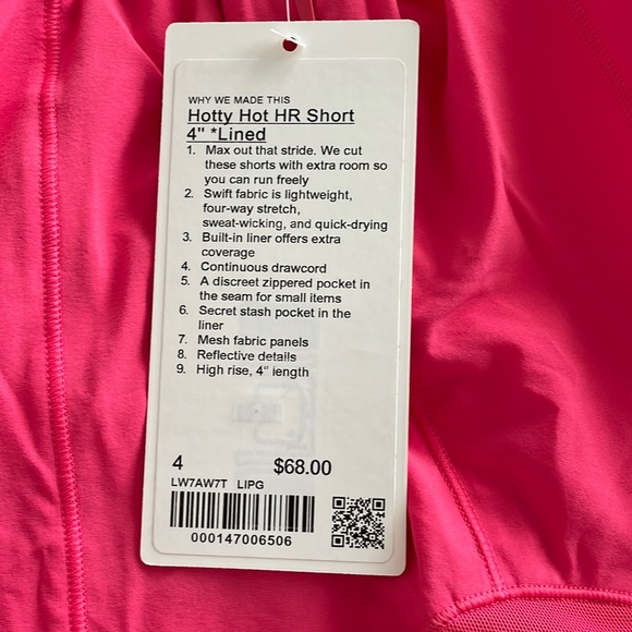 NWT Lululemon Hotty Hot High Rise Lined Short 4" Lipgloss Size 4 - Picture 5 of 10